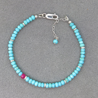 Turquoise sterling silver adjustable bracelet