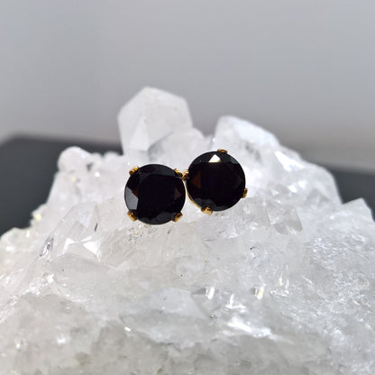 Black Spinel stud earrings in gold filled or sterling silver