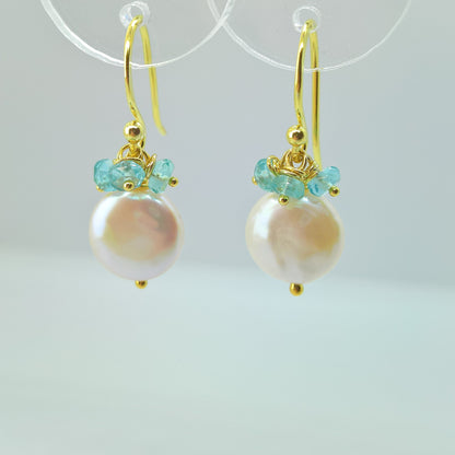 Pearl and Apatite drop earrings