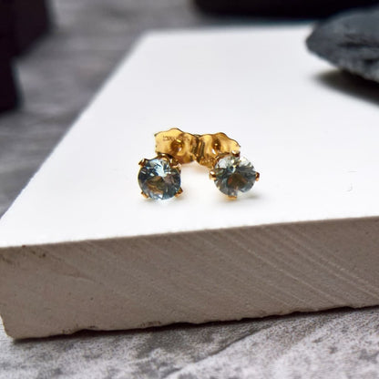 Aquamarine stud earrings in 14k gold filled or sterling silver