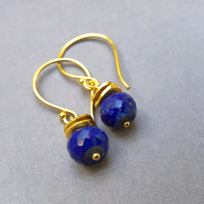 Lapis lazuli gold vermeil silver drop earrings