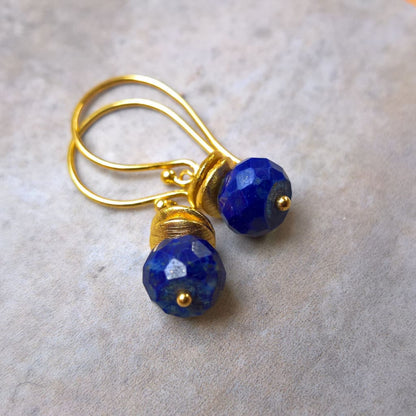 Lapis lazuli gold vermeil silver drop earrings